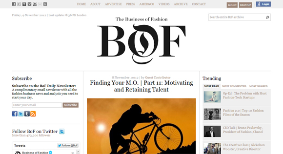 The Business of Fashion Website